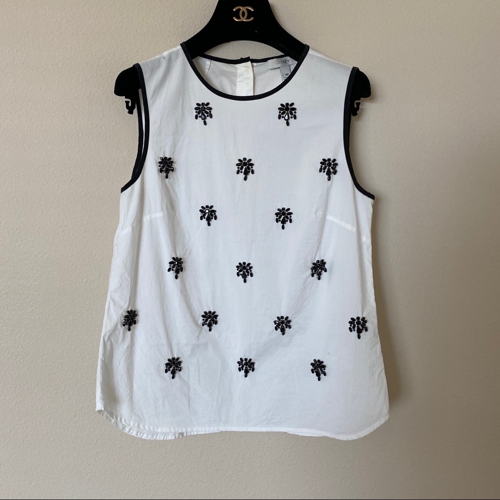 J Crew crystal embellished white vest top